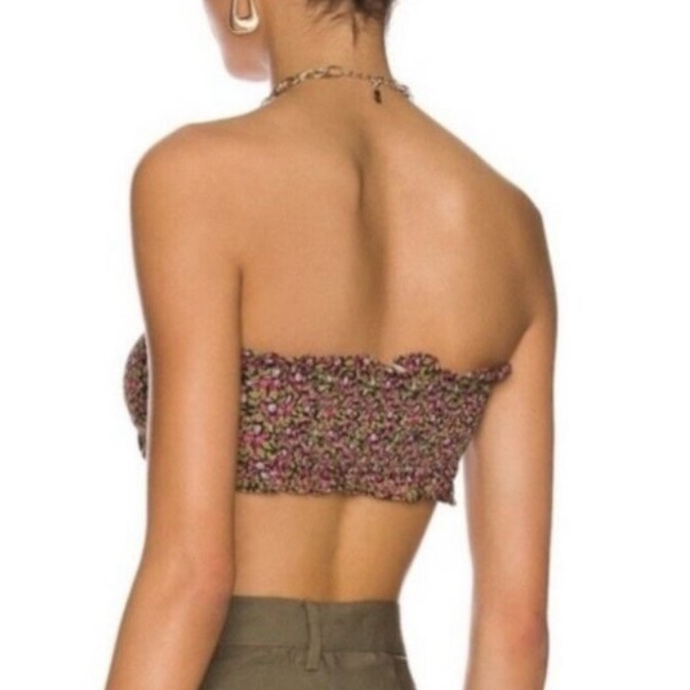 Free People Picnic Ruffle Bandeau Top in Black Removable Straps SIZE MEDIUM - Picture 3 of 7